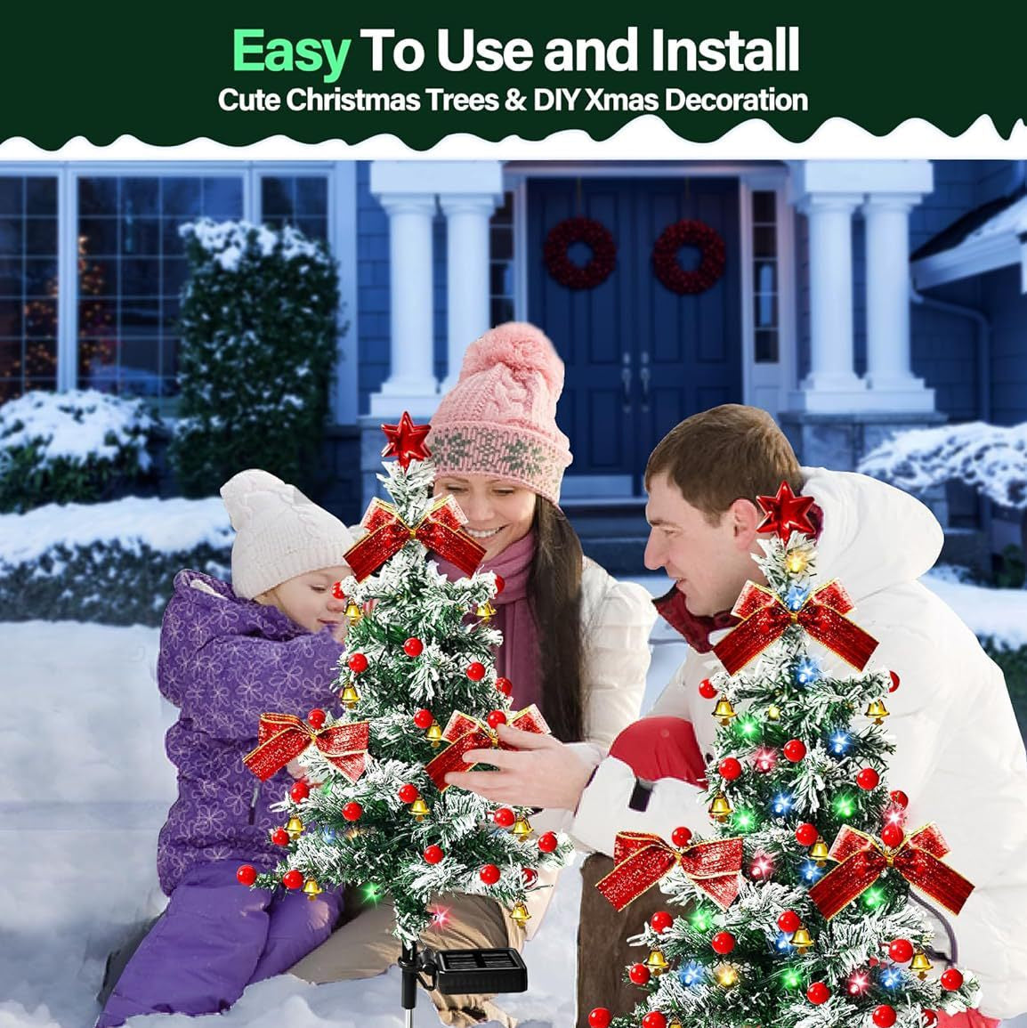 50%🔥🎄Christmas Cedar Solar Lights and Christmas Balls